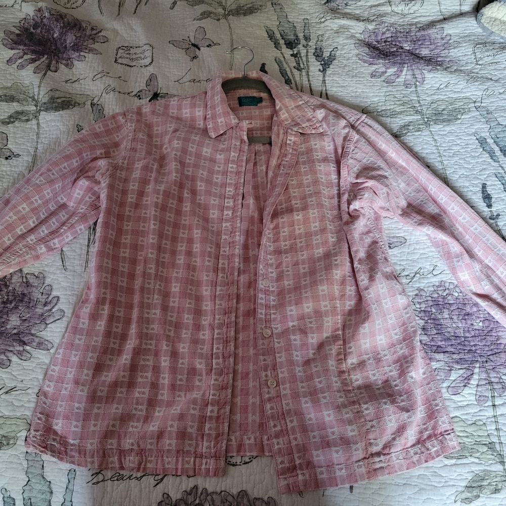 Button Up Baby Pink Heart shirt